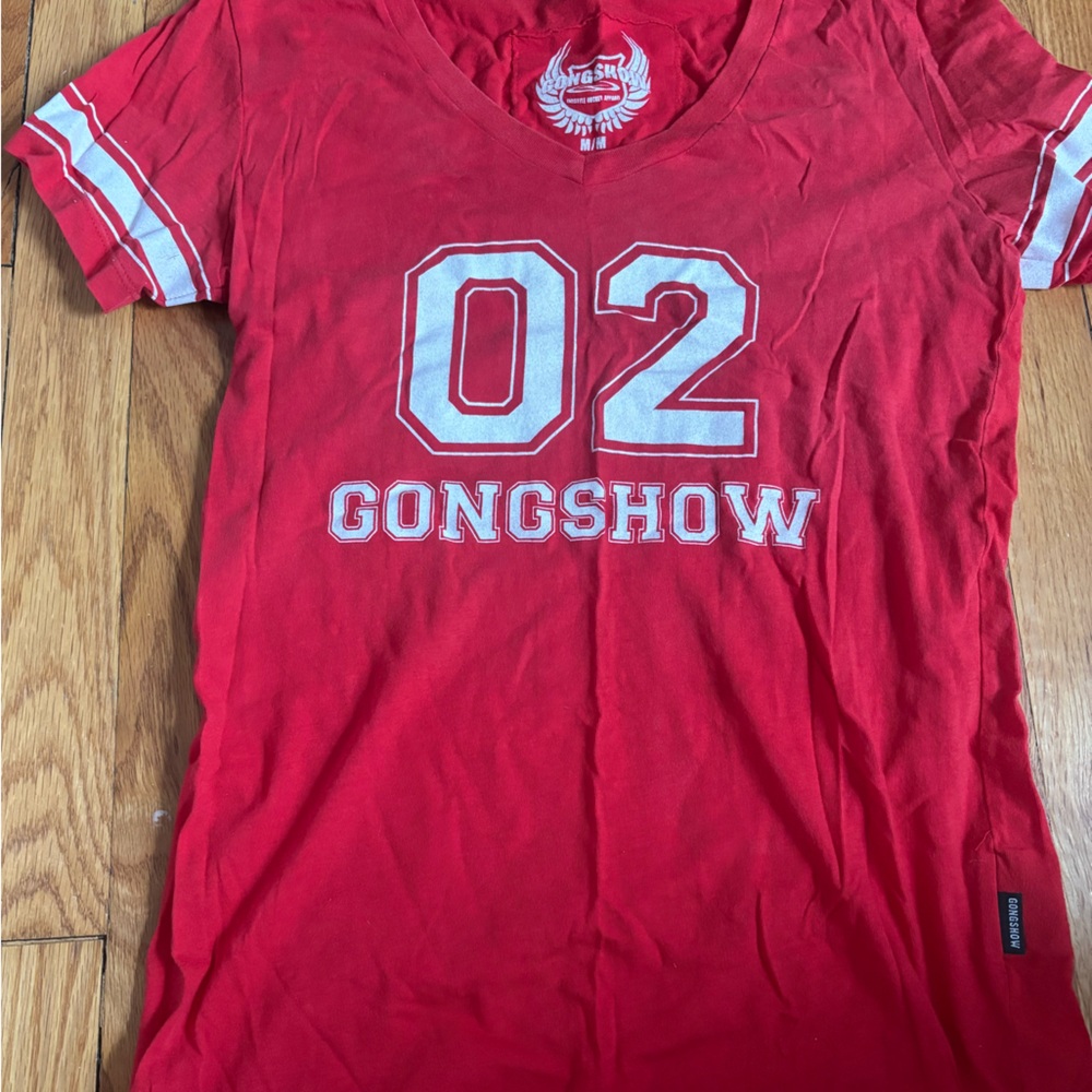 Gongshow red v-neck women’s t-shirt